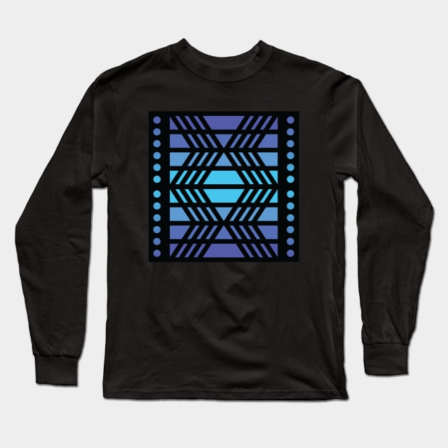 “Dimensional Funk” - V.2 Blue - (Geometric Art) (Dimensions) - Doc Labs Long Sleeve T-Shirt by Doc Labs